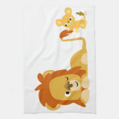 Cute Cartoon Lion Dad en Cub Kitchen Towel Theedoek (Verticaal)