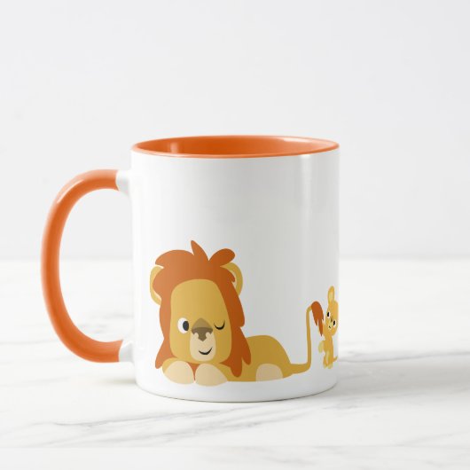 Cute Cartoon Lion Dad en Cub Mok (Links)