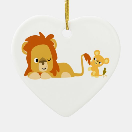 Cute Cartoon Lion Dad en Cub Ornament (Voorkant)