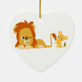Cute Cartoon Lion Dad en Cub Ornament (Achterkant)
