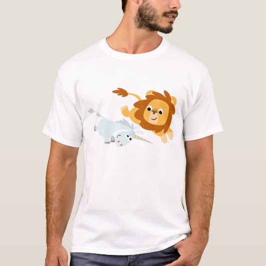 Cute Cartoon Lion en Unicorn kinderen T-shirt (Voorkant)