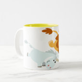 Cute Cartoon Lion en Unicorn mok (Voorkant links)