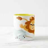 Cute Cartoon Lion en Unicorn mok (Center)