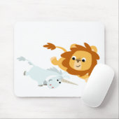 Cute Cartoon Lion en Unicorn mousepad Muismat (Met muis)