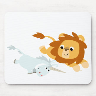 Cute Cartoon Lion en Unicorn mousepad Muismat