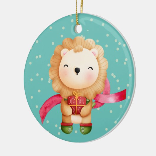 Cute Cartoon Lion Grandchild Kerstmis Keramisch Ornament (Links)