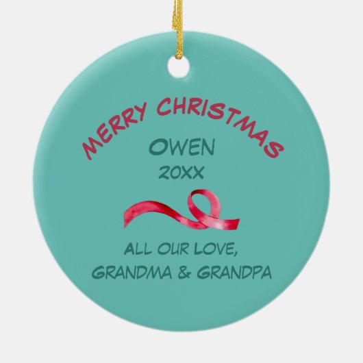 Cute Cartoon Lion Grandchild Kerstmis Keramisch Ornament (Achterkant)