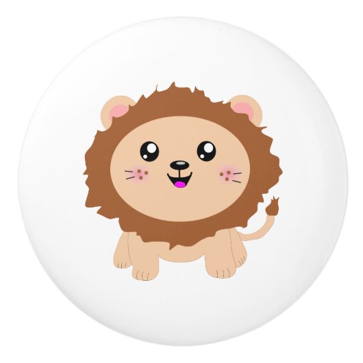 Cute cartoon Lion Keramische Knop (Voorkant)