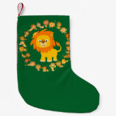 Cute Cartoon Lion Kerstmis stoppen Kleine Kerstsok (Voorkant)