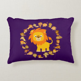 Cute Cartoon Lion Mandala Accent Pillow Kussen