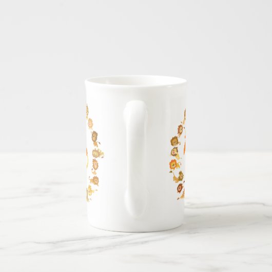 Cute Cartoon Lion Mandala Bone China Mok (Achterkant)