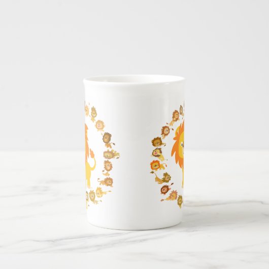 Cute Cartoon Lion Mandala Bone China Mok (Voorkant)