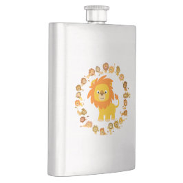 Cute Cartoon Lion Mandala Classic Flask Heupfles