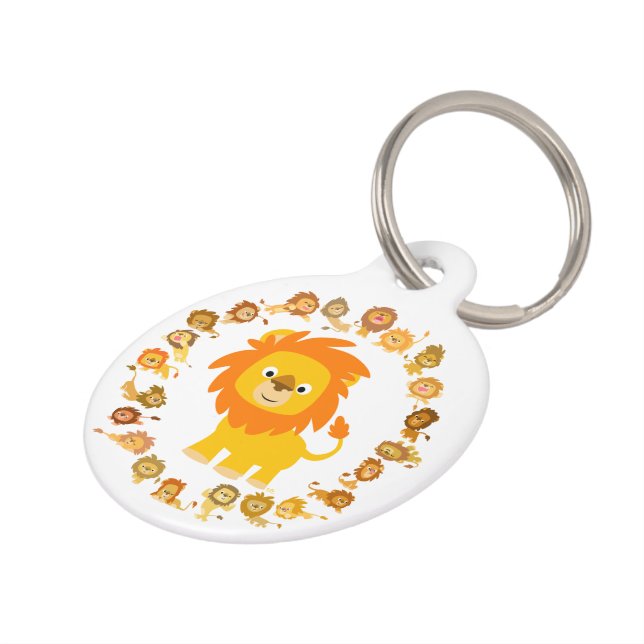 Cute Cartoon Lion Mandala Dog Label Huisdierpenning (Zijkant)