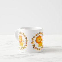 Cute Cartoon Lion Mandala Espresso Mok
