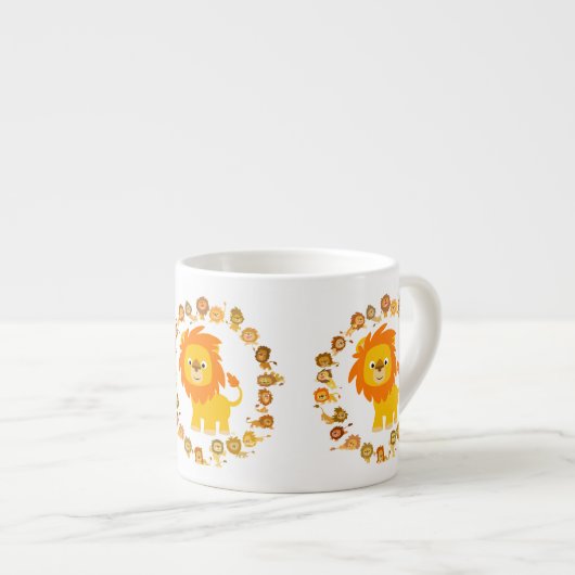 Cute Cartoon Lion Mandala Espresso Mok (Voorkant rechts)