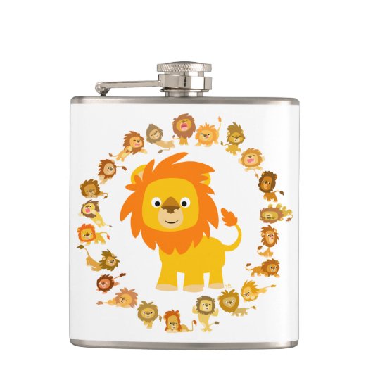Cute Cartoon Lion Mandala Hip Flask Heupfles (Voorkant)