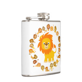 Cute Cartoon Lion Mandala Hip Flask Heupfles