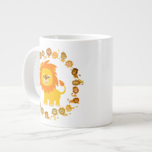 Cute Cartoon Lion Mandala Jumbo Mok