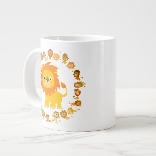 Cute Cartoon Lion Mandala Jumbo Mok (Links)