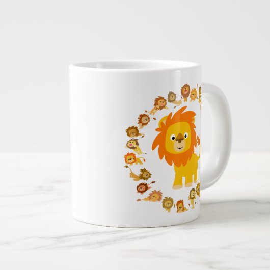 Cute Cartoon Lion Mandala Jumbo Mok (Voorkant rechts)