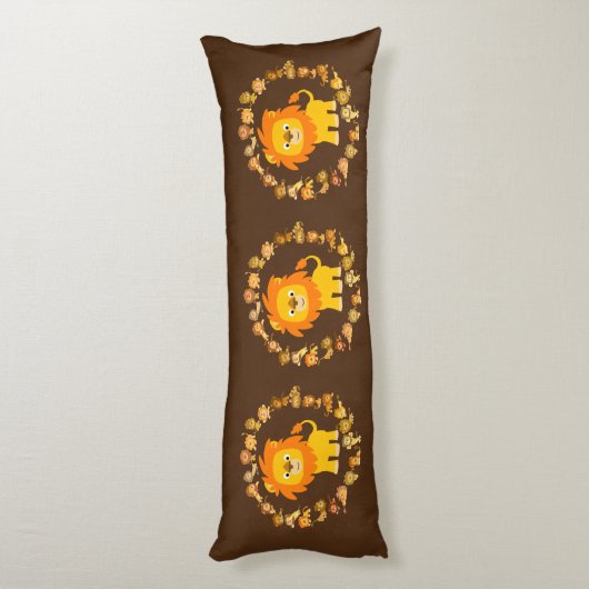 Cute Cartoon Lion Mandala Lichaamskussen (Achterkant (Verticaal))