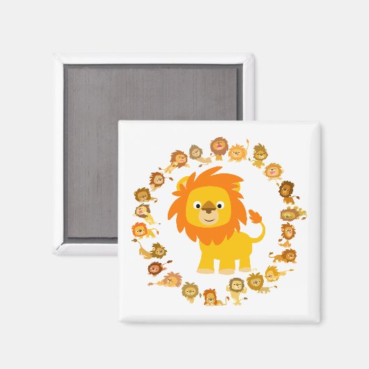 Cute Cartoon Lion Mandala Magnet (Voorkant / Achterkant)