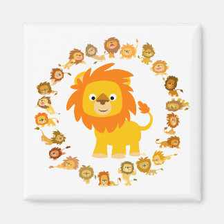 Cute Cartoon Lion Mandala Magnet