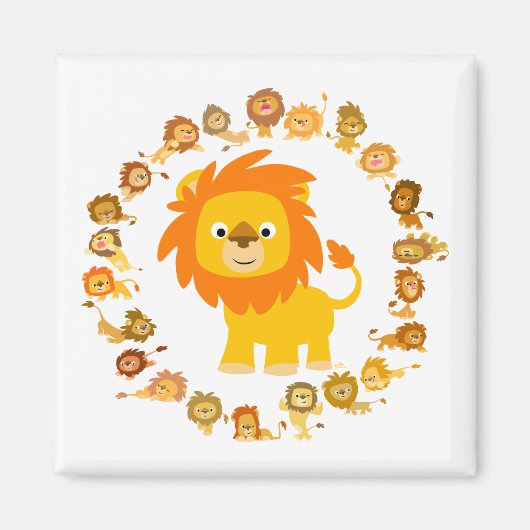 Cute Cartoon Lion Mandala Magnet (Voorkant)