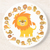 Cute Cartoon Lion Mandala Onderzetter (Voorkant)