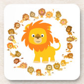 Cute Cartoon Lion Mandala Onderzetters Set (Voorkant)