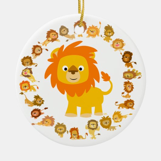 Cute Cartoon Lion Mandala Ornament (Voorkant)