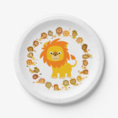 Cute Cartoon Lion Mandala Paper Borden Papieren Bordje (Voorkant)
