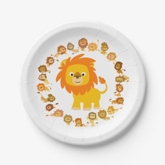 Cute Cartoon Lion Mandala Paper Borden Papieren Bordje (Voorkant)