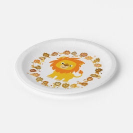 Cute Cartoon Lion Mandala Paper Borden Papieren Bordje