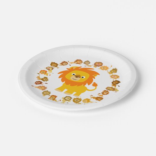 Cute Cartoon Lion Mandala Paper Borden Papieren Bordje (Gekanteld)