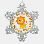 Cute Cartoon Lion Mandala Pewter Ornament (Voorkant)