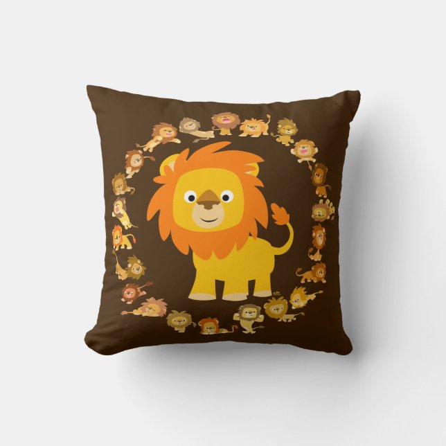 Cute Cartoon Lion Mandala Pillow Kussen (Voorkant)