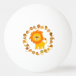 Cute Cartoon Lion Mandala Ping Pong Ball