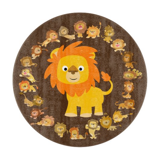 Cute Cartoon Lion Mandala snijraad Snijplank (Voorkant)