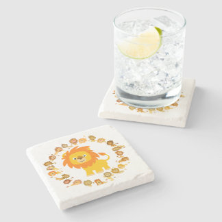 Cute Cartoon Lion Mandala Stone Onderzetter