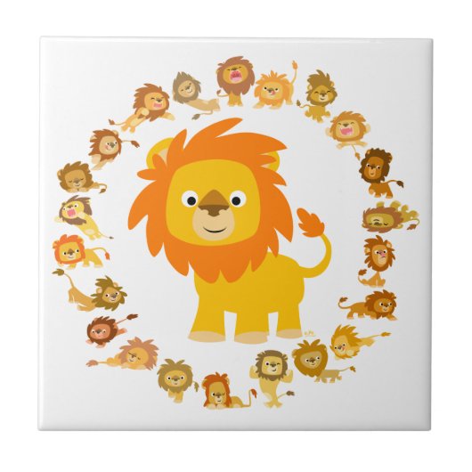 Cute Cartoon Lion Mandala Tegel Tegeltje (Voorkant)