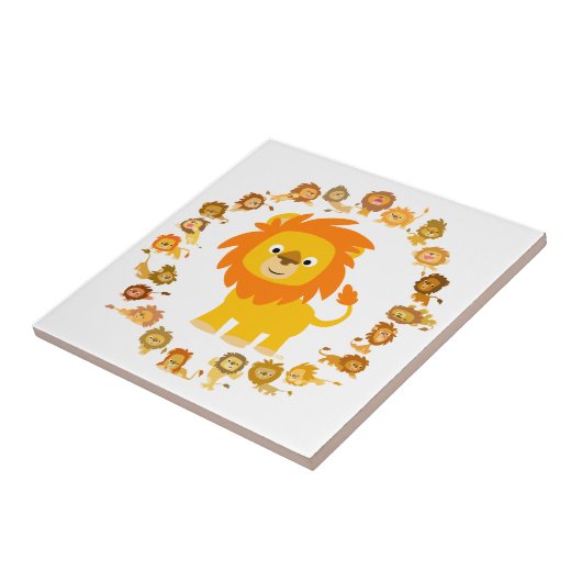Cute Cartoon Lion Mandala Tegel Tegeltje (Zijkant)