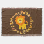 Cute Cartoon Lion Mandala Throw Blanket Deken (Voorkant)