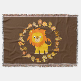 Cute Cartoon Lion Mandala Throw Blanket Deken