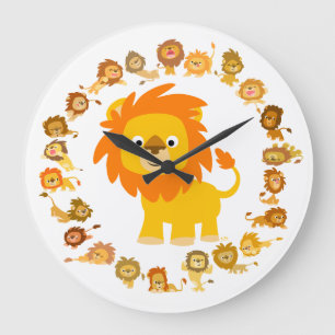 Cute Cartoon Lion Mandala Wall klok