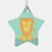 Cute Cartoon Lion met strepen achtergrond Keramisch Ornament (Rechts)
