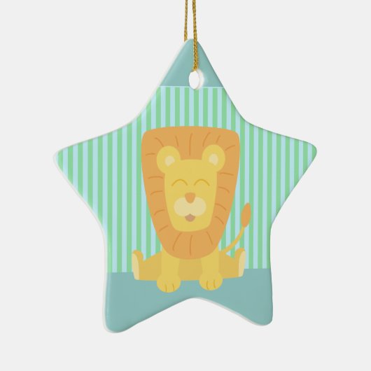 Cute Cartoon Lion met strepen achtergrond Keramisch Ornament (Rechts)