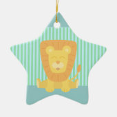 Cute Cartoon Lion met strepen achtergrond Keramisch Ornament (Voorkant)