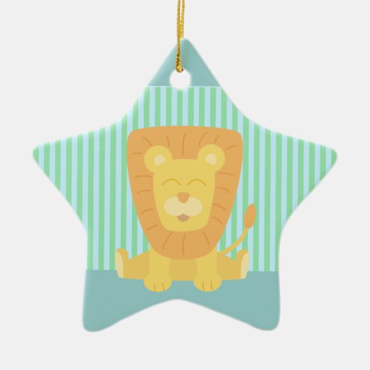 Cute Cartoon Lion met strepen achtergrond Keramisch Ornament (Voorkant)
